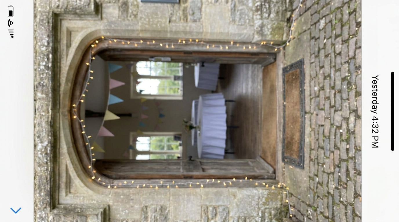 The church hall decorated for the christening