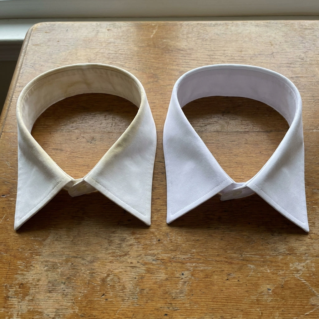 Shirt collar before and after using Sawumi