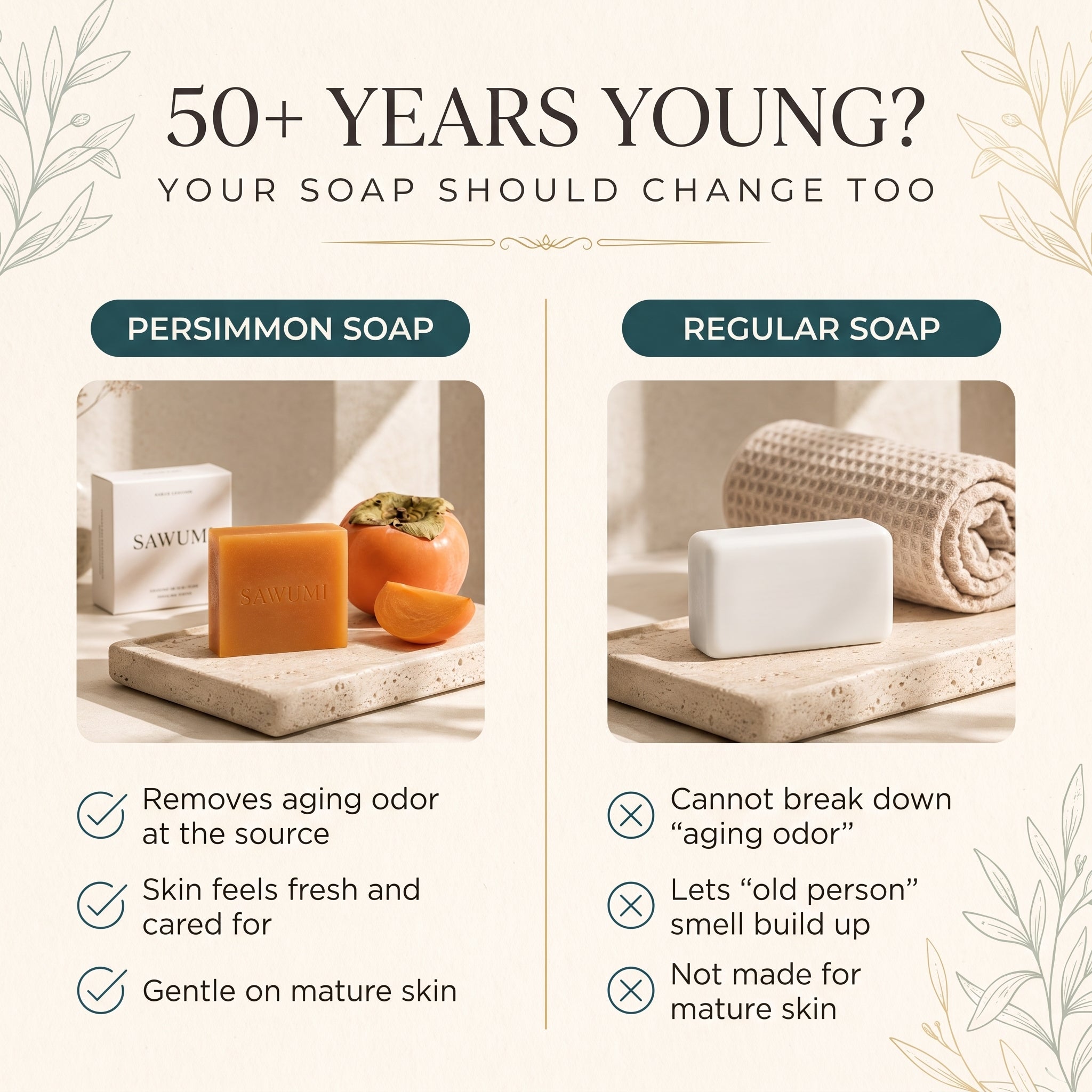 Persimmon soap versus regular soap