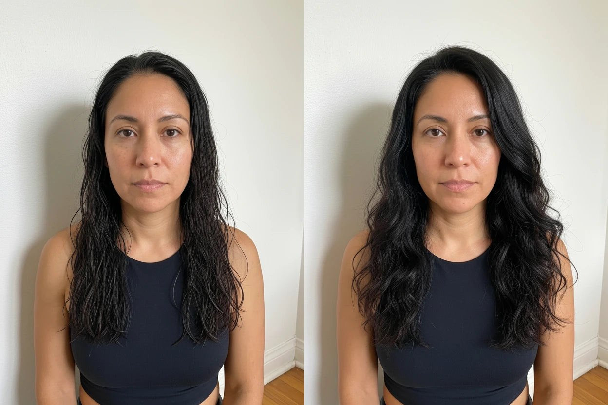 Before and after: fuller, thicker lengths