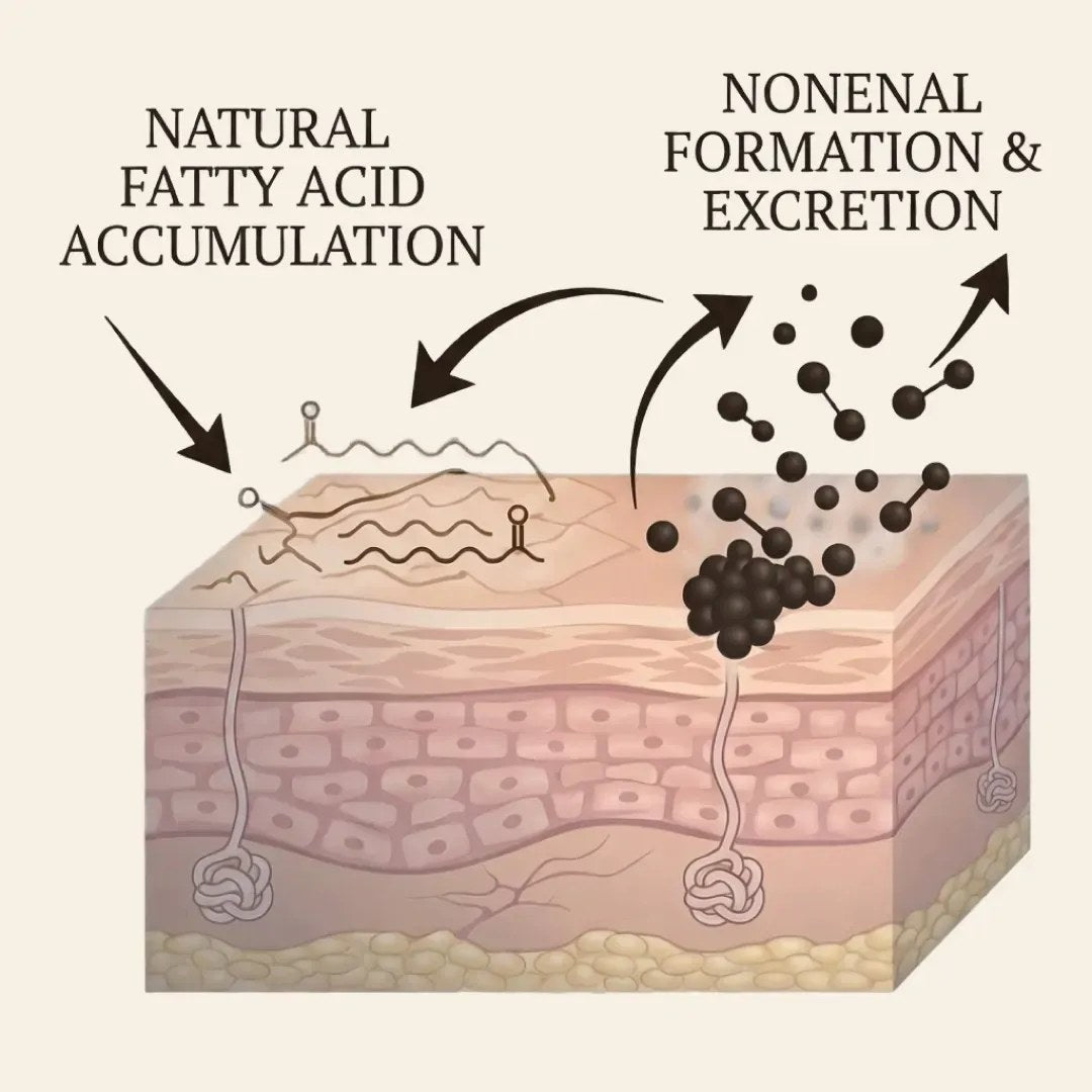 How nonenal forms in skin