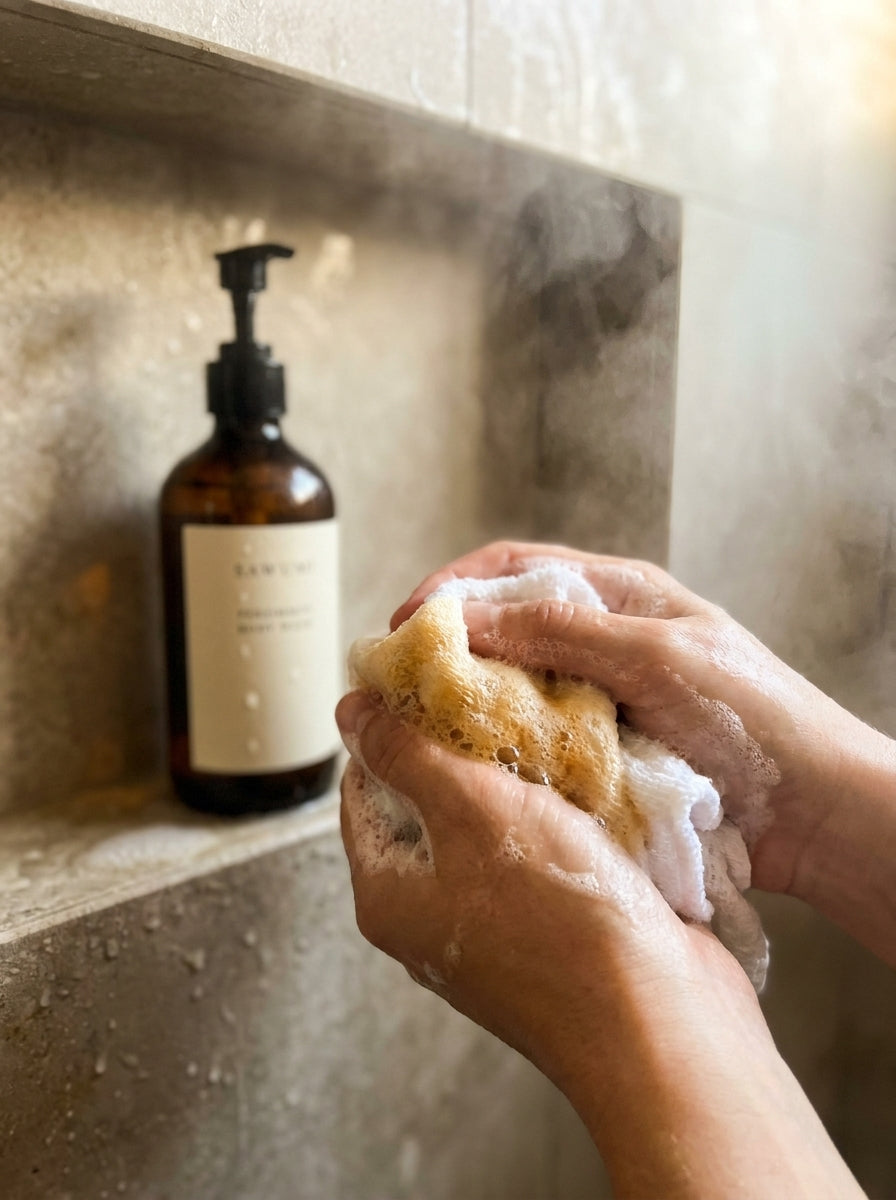 Young customer with her SAWUMI body wash