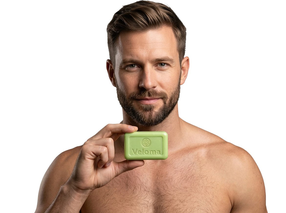 Sawumi customer holding the antifungal bar