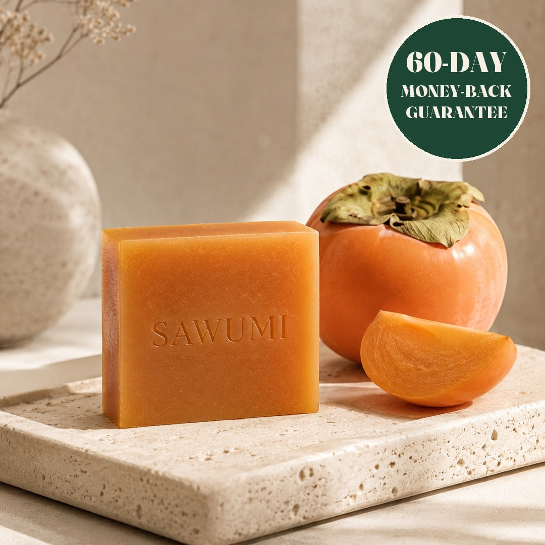 The SAWUMI persimmon soap bar with 60-day money-back guarantee